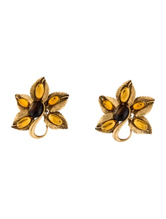 Oscar de la Renta Resin Flower Clip-On Earrings