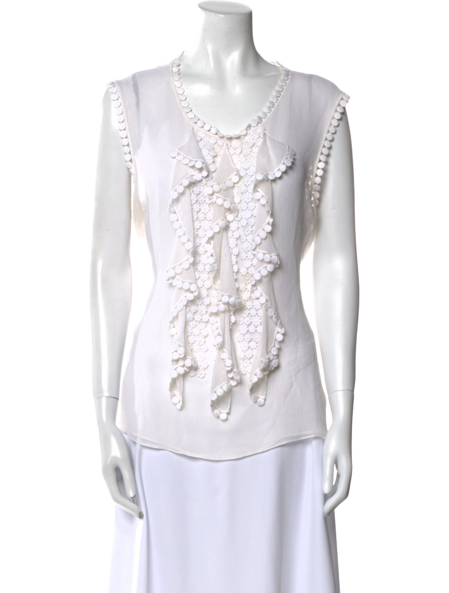 Oscar de la Renta Silk V-Neck Blouse