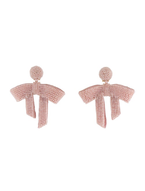 Oscar de la Renta Beaded Bow Clip-On Earrings