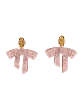Oscar de la Renta Beaded Bow Clip-On Earrings