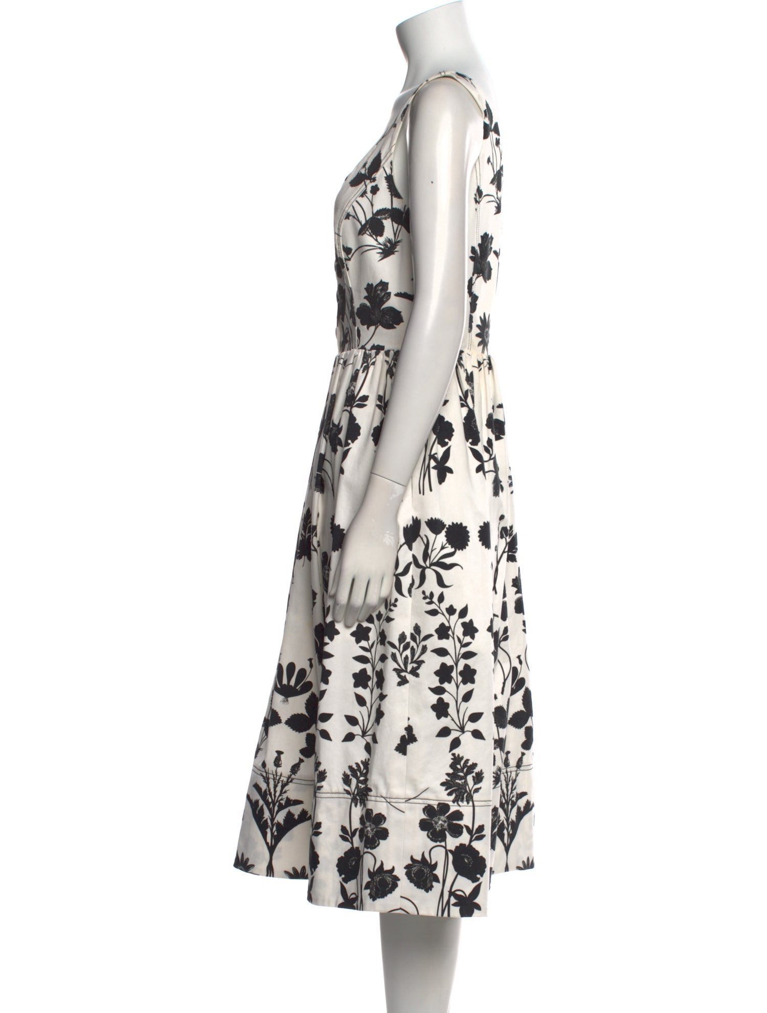 Oscar de la Renta Floral Print Midi Length Dress