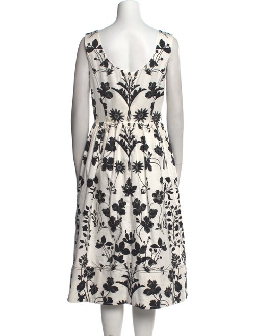 Oscar de la Renta Floral Print Midi Length Dress