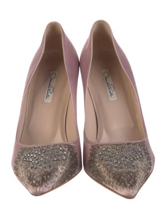 Oscar de la Renta Satin Mesh Accents Pumps
