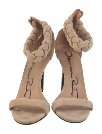 Oscar de la Renta Suede Braided Accents Sandals