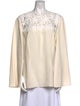 Oscar de la Renta Crew Neck Long Sleeve Blouse