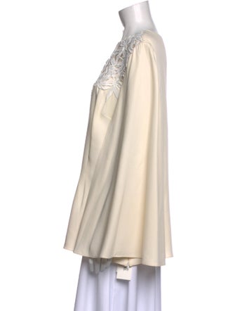 Oscar de la Renta Crew Neck Long Sleeve Blouse