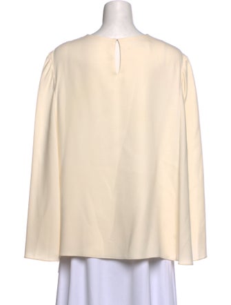 Oscar de la Renta Crew Neck Long Sleeve Blouse