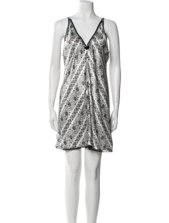 Oscar de la Renta Printed Lace Trim Embellishment Nightgown