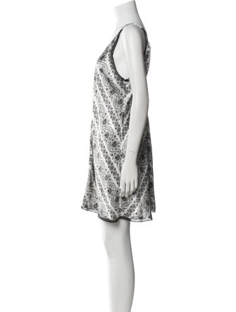Oscar de la Renta Printed Lace Trim Embellishment Nightgown