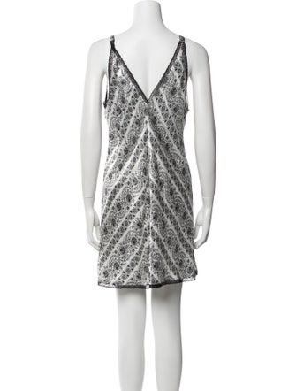 Oscar de la Renta Printed Lace Trim Embellishment Nightgown