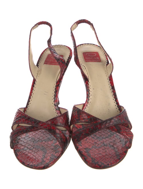 Oscar de la Renta Snakeskin Animal Print Slingback Sandals