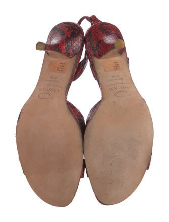 Oscar de la Renta Snakeskin Animal Print Slingback Sandals