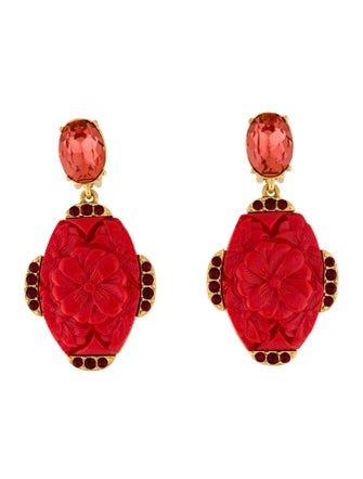 Oscar de la Renta Resin & Crystal Drop Clip-On Earrings