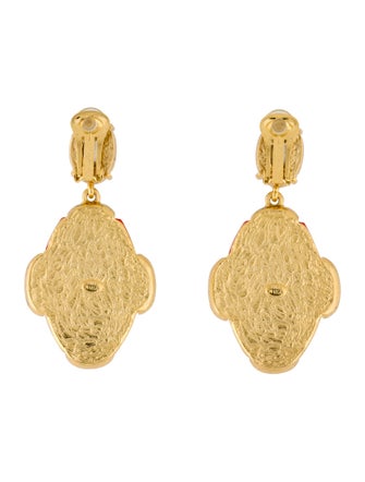 Oscar de la Renta Resin & Crystal Drop Clip-On Earrings