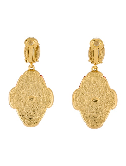 Oscar de la Renta Resin & Crystal Drop Clip-On Earrings