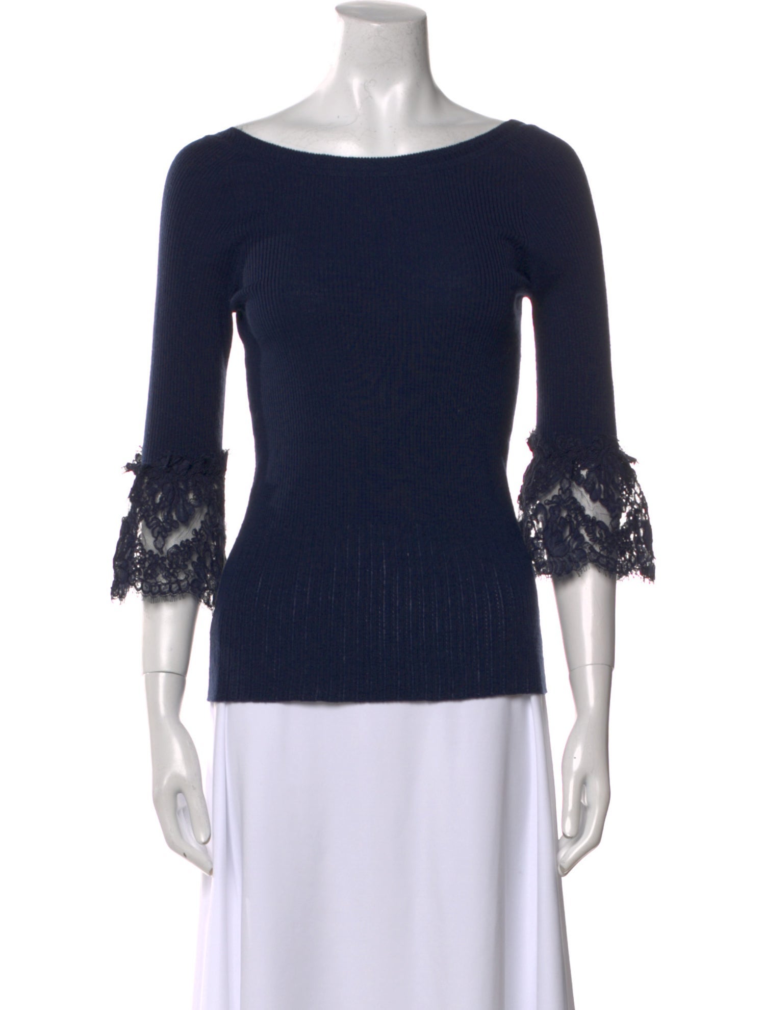 Oscar de la Renta Merino Wool Scoop Neck Top w/ Tags
