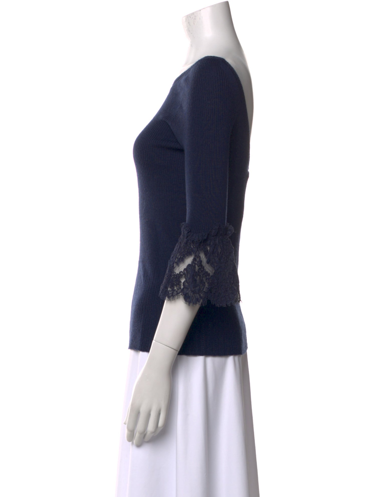 Oscar de la Renta Merino Wool Scoop Neck Top w/ Tags
