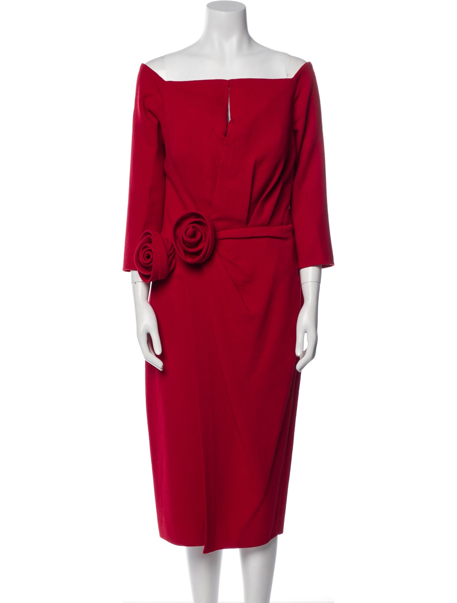 Oscar de la Renta Off-The-Shoulder Midi Length Dress