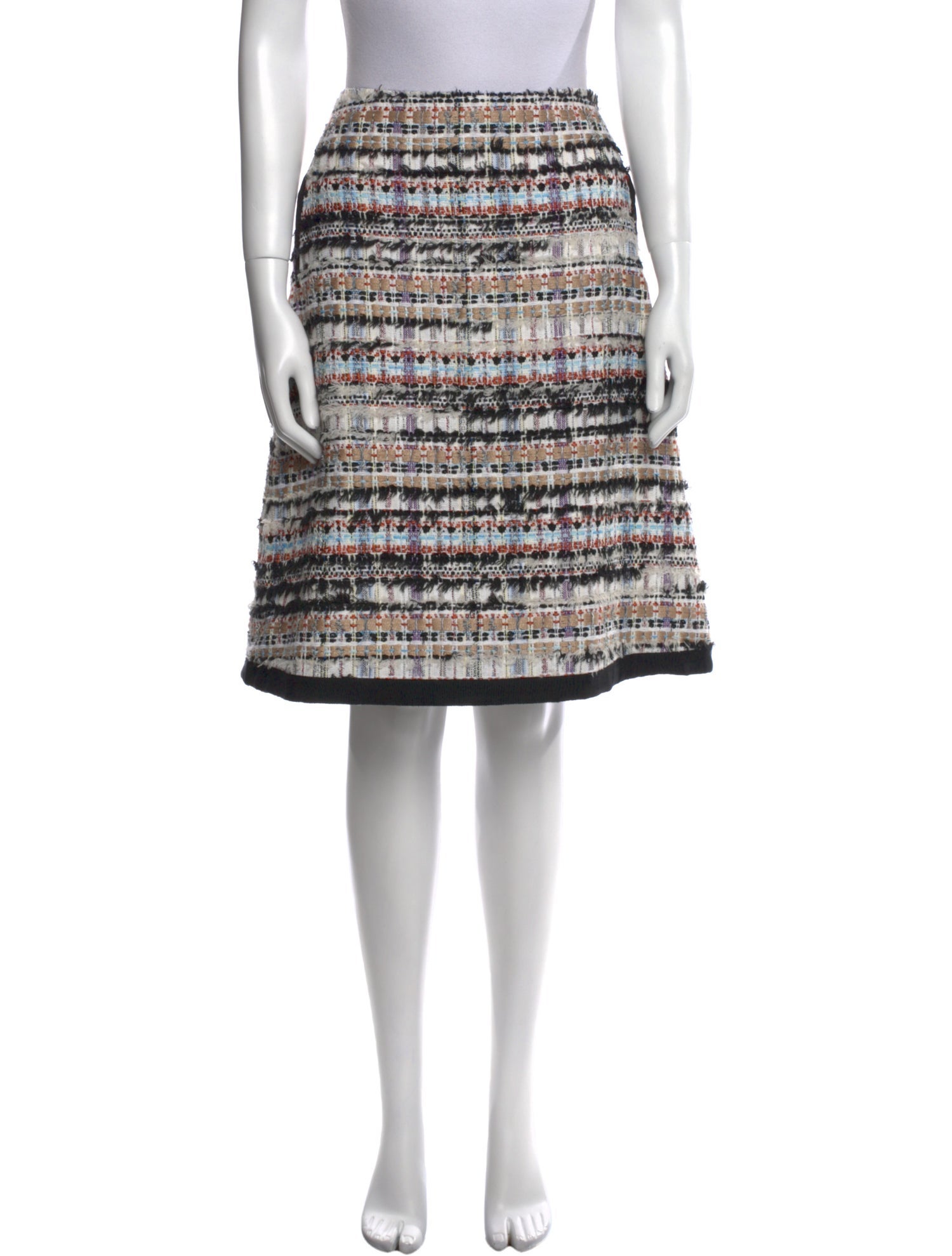 Oscar de la Renta Striped Knee-Length Skirt