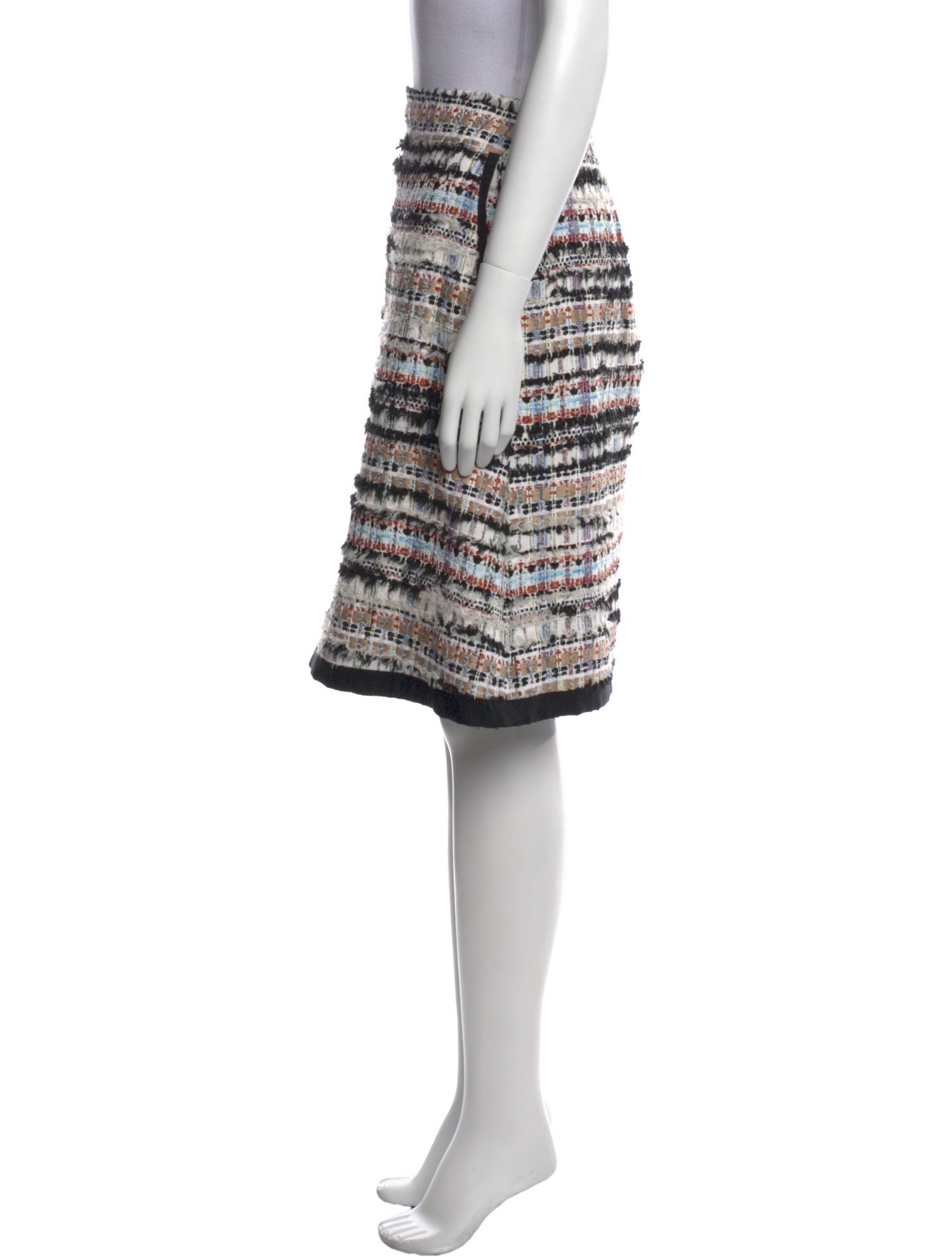 Oscar de la Renta Striped Knee-Length Skirt