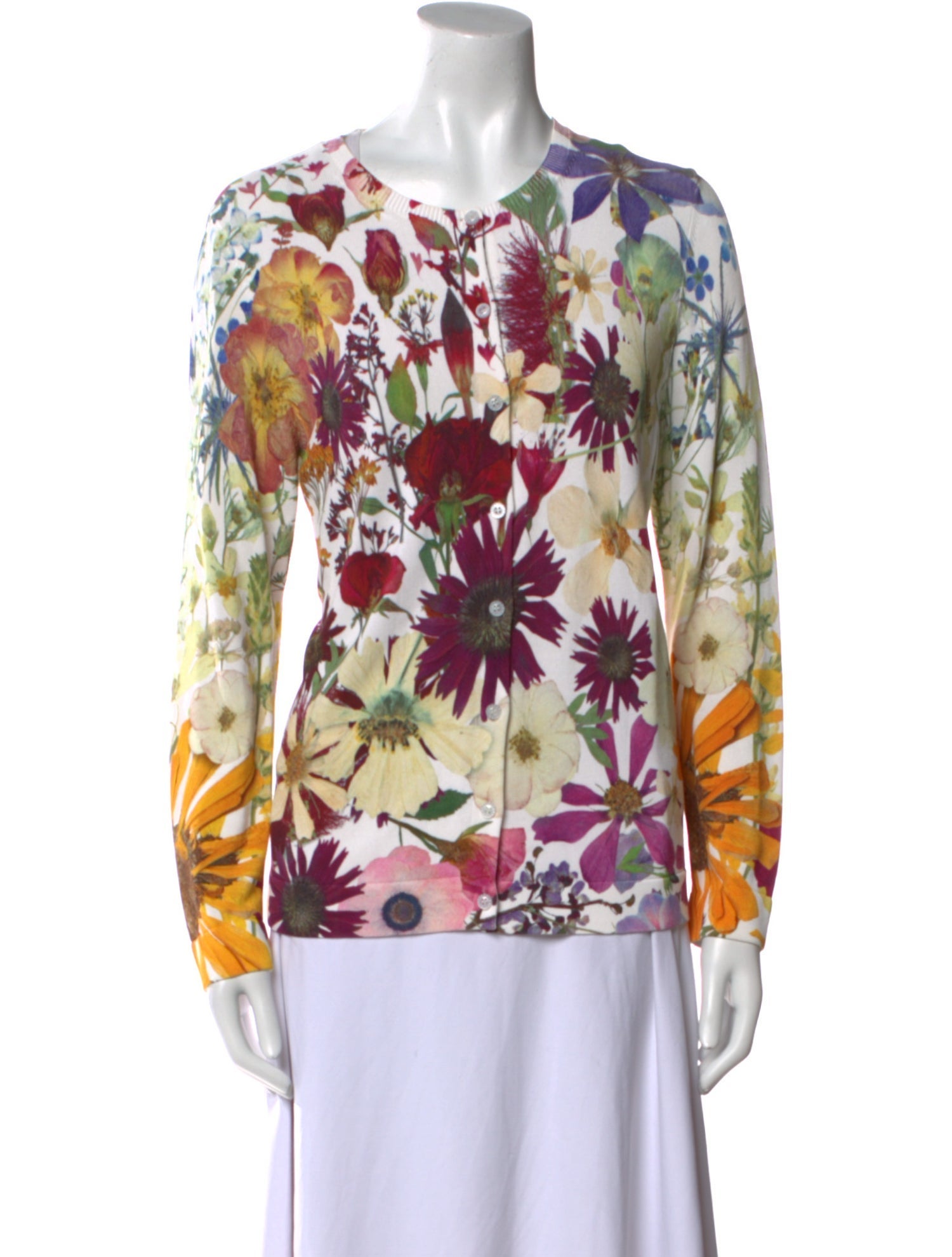 Oscar de la Renta 2021 Floral Print Sweater