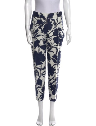Oscar de la Renta Floral Print Straight Leg Pants