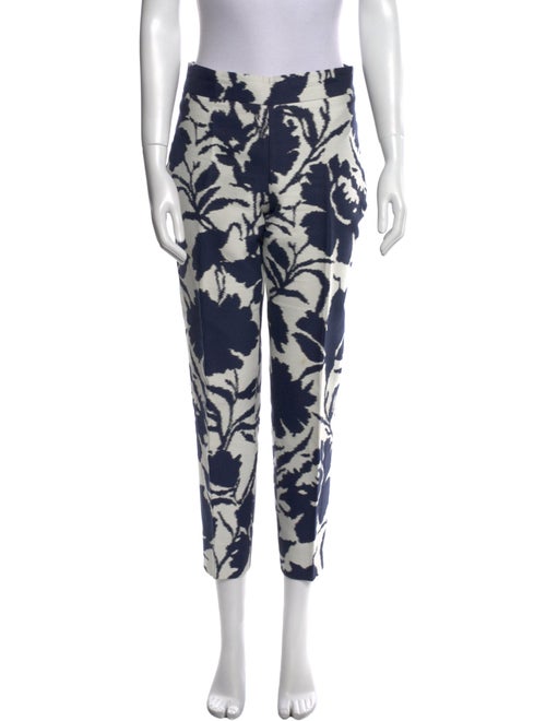 Oscar de la Renta Floral Print Straight Leg Pants