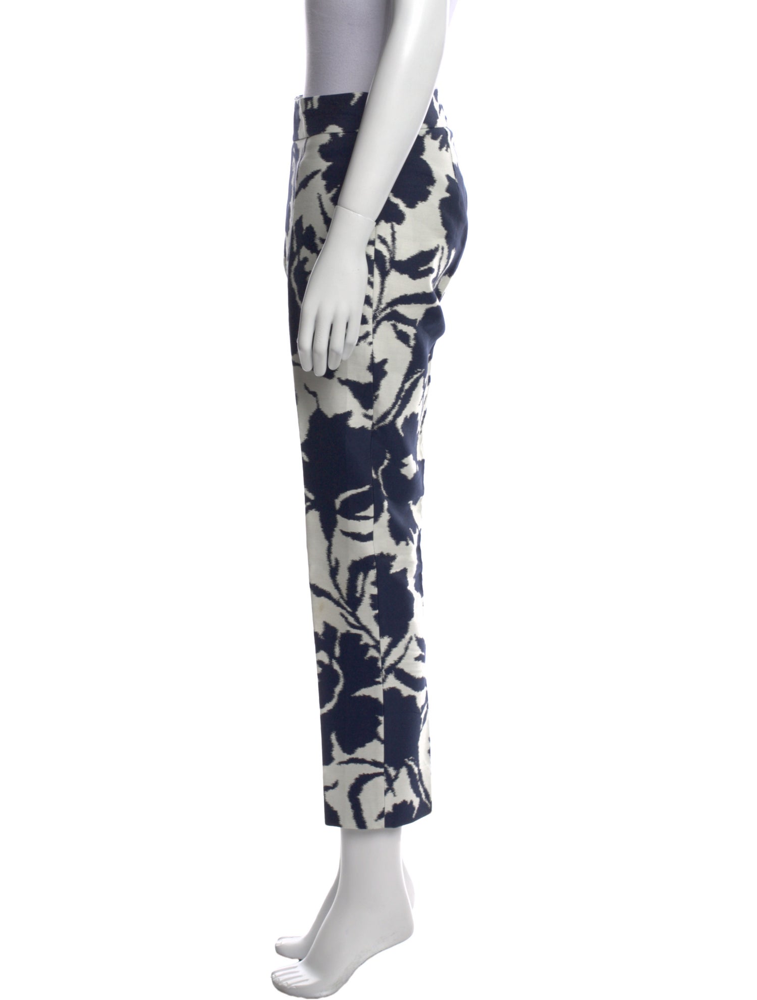 Oscar de la Renta Floral Print Straight Leg Pants