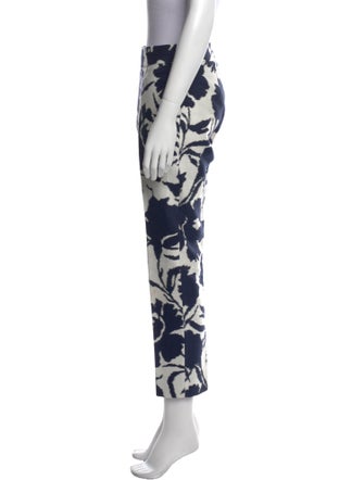 Oscar de la Renta Floral Print Straight Leg Pants