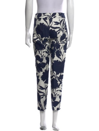 Oscar de la Renta Floral Print Straight Leg Pants