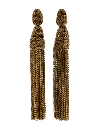 Oscar de la Renta Classic Long Chain Clip-On Tassel Earrings