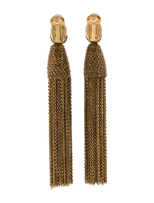 Oscar de la Renta Classic Long Chain Clip-On Tassel Earrings