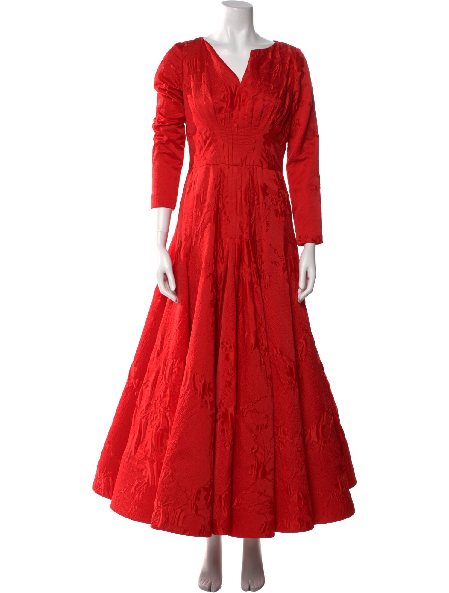 Oscar de la Renta V-Neck Long Dress