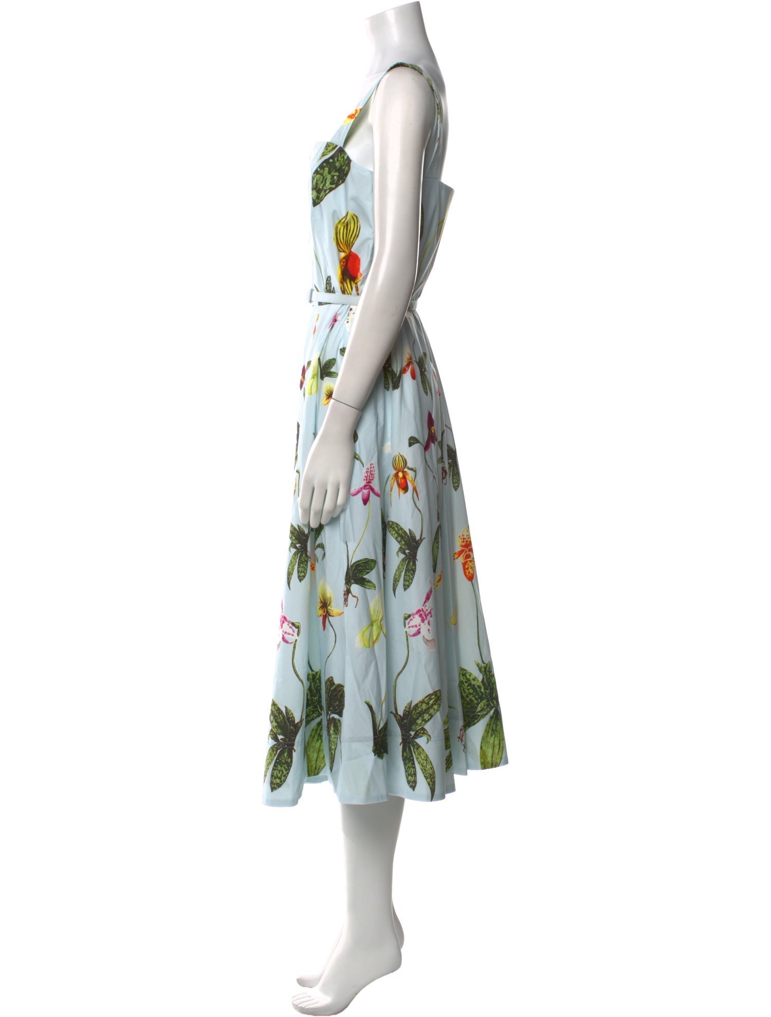 Oscar de la Renta Floral Print Midi Length Dress