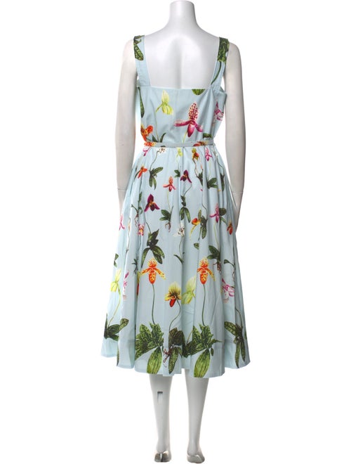 Oscar de la Renta Floral Print Midi Length Dress