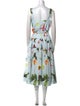 Oscar de la Renta Floral Print Midi Length Dress