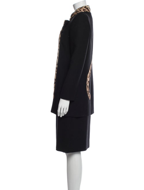 Oscar de la Renta Animal Print Faux Fur Trim Skirt Suit
