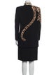 Oscar de la Renta Animal Print Faux Fur Trim Skirt Suit