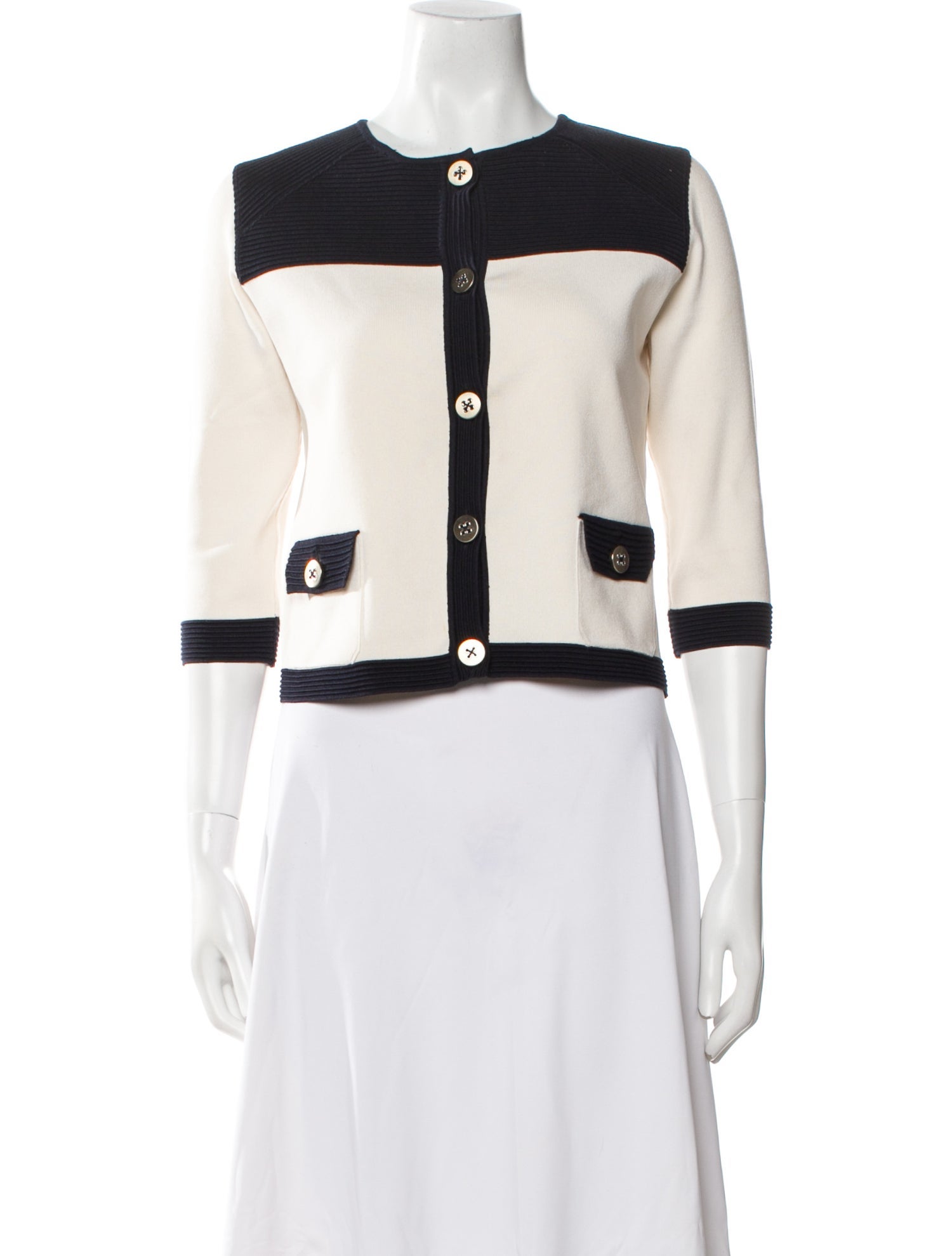 Oscar de la Renta Silk Colorblock Pattern Sweater