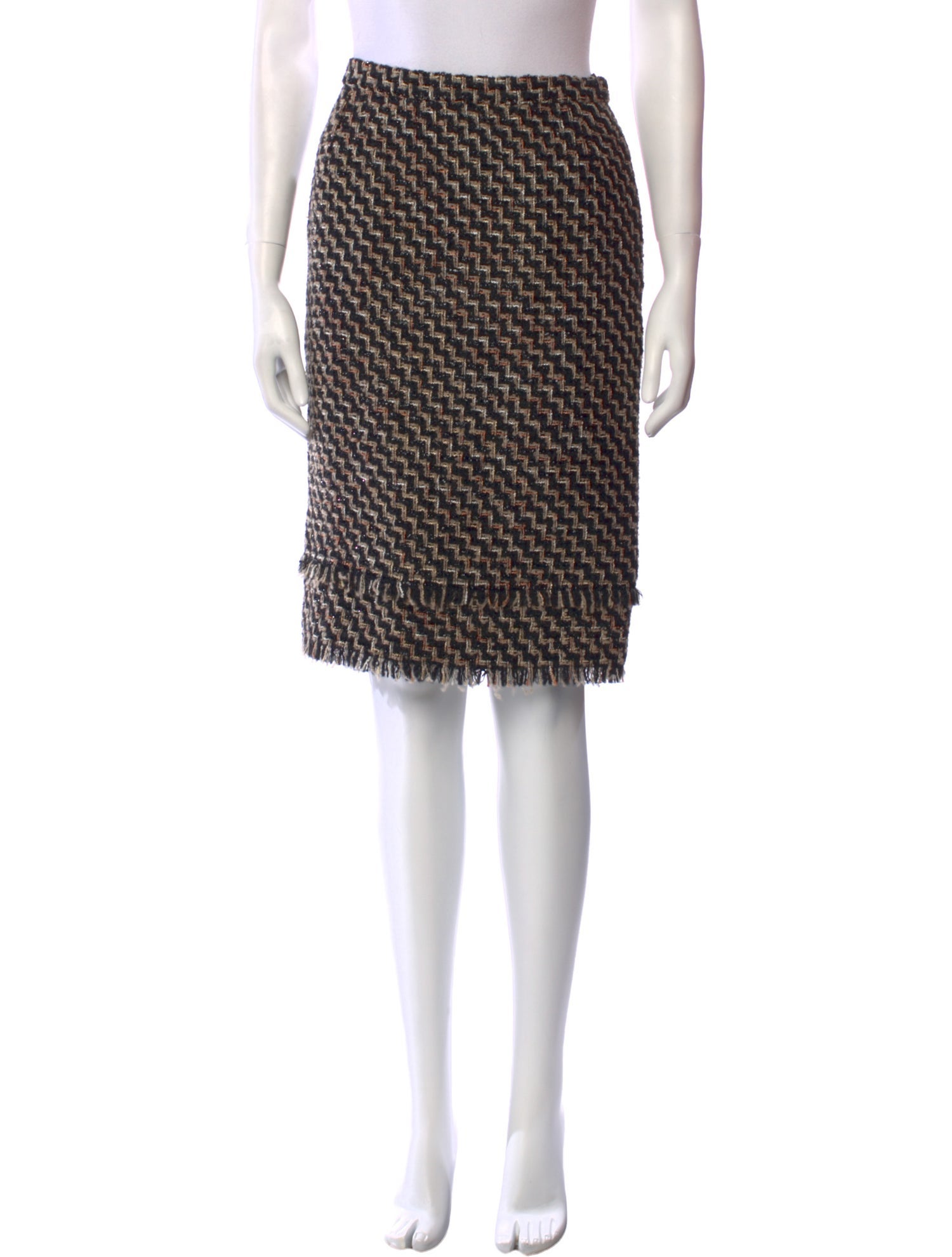 Oscar de la Renta Tweed Pattern Knee-Length Skirt