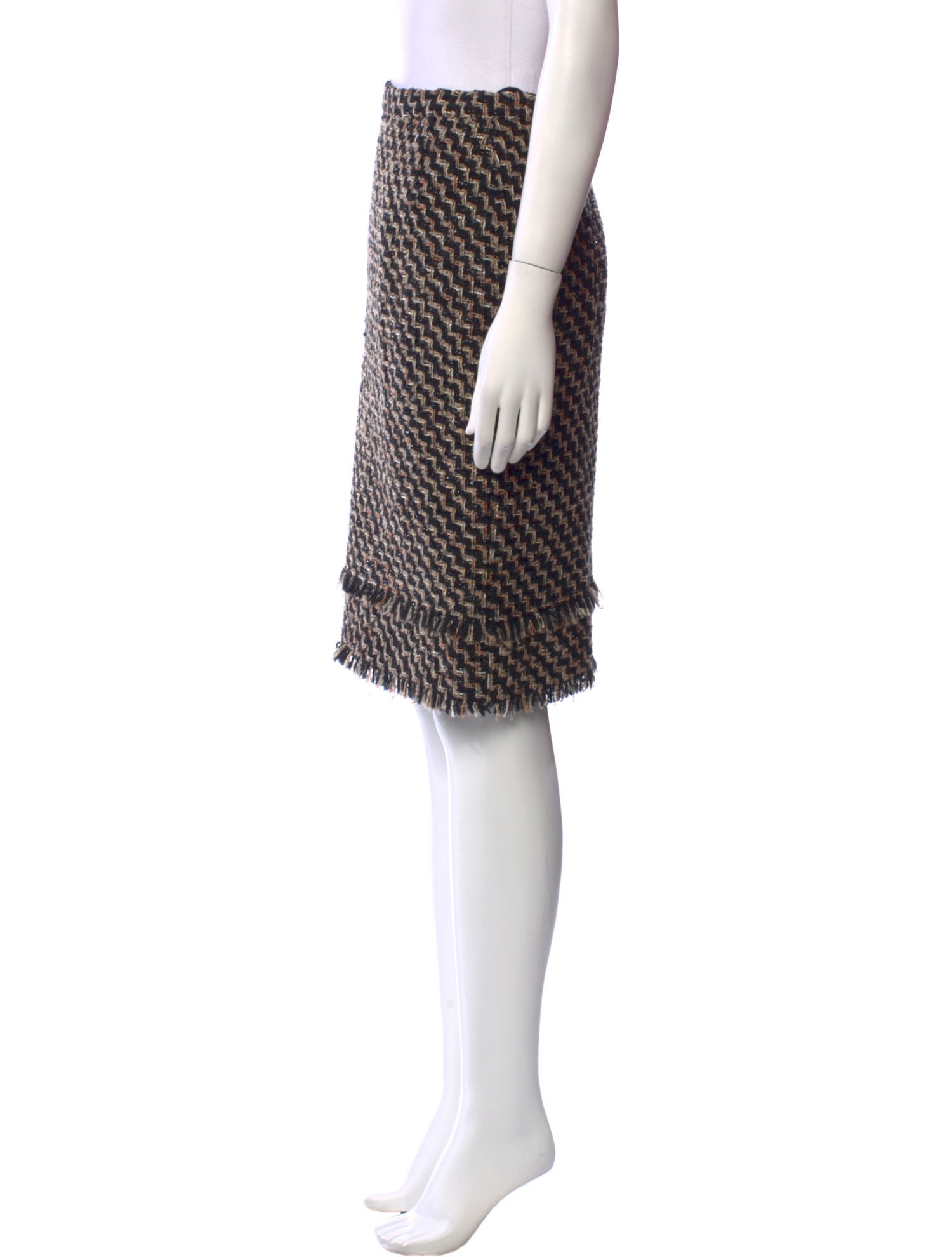 Oscar de la Renta Tweed Pattern Knee-Length Skirt