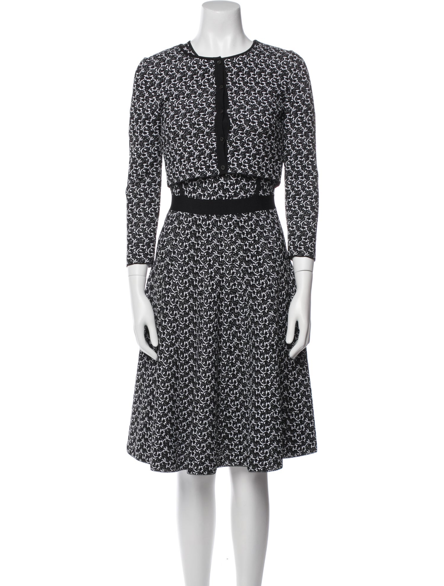 Oscar de la Renta Printed Ruffle Embellishment Dress Set