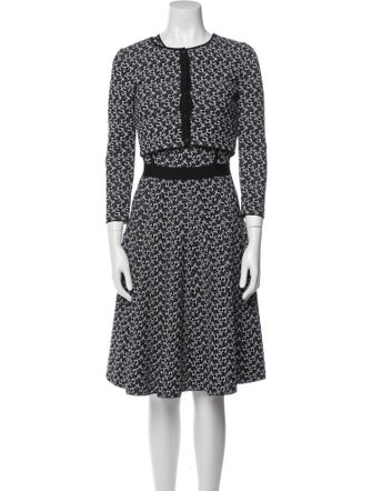 Oscar de la Renta Printed Ruffle Embellishment Dress Set