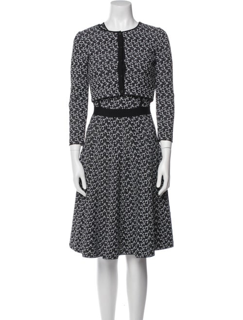 Oscar de la Renta Printed Ruffle Embellishment Dress Set