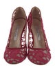 Oscar de la Renta Satin Lace Pattern Pumps