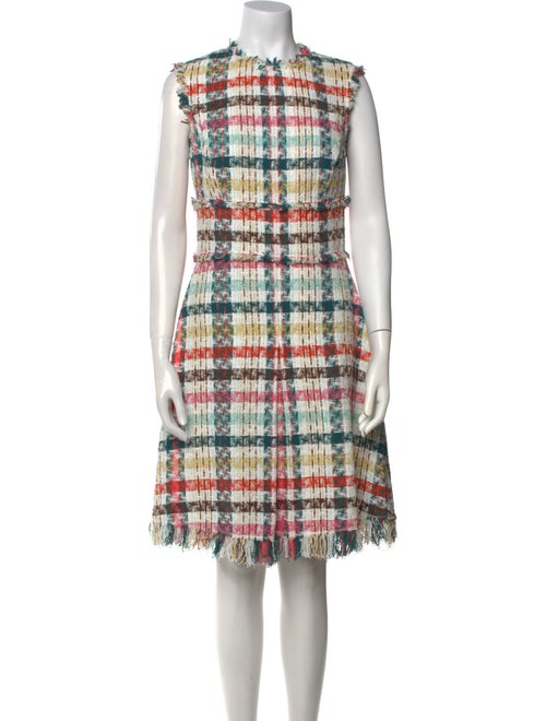 Oscar de la Renta Plaid Print Knee-Length Dress