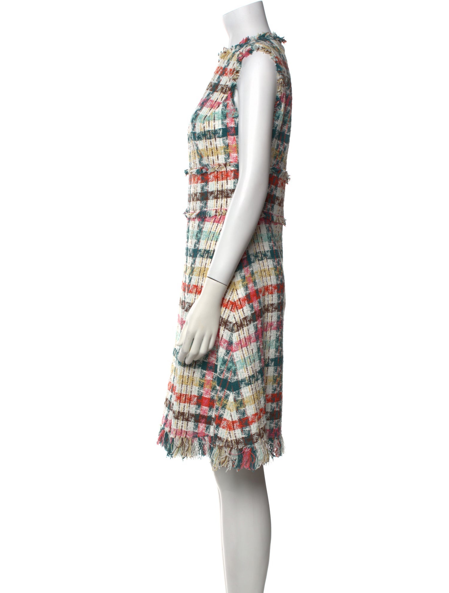 Oscar de la Renta Plaid Print Knee-Length Dress