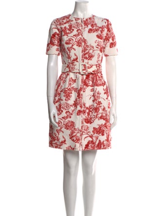 Oscar de la Renta Floral Print Mini Dress