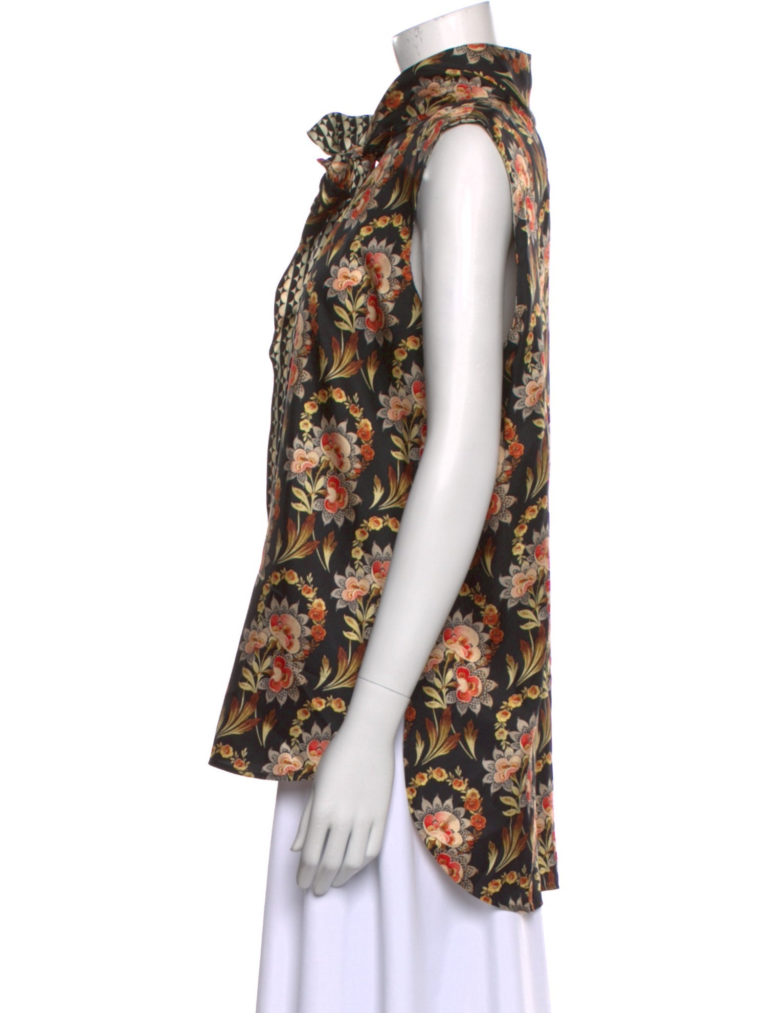 Oscar de la Renta Silk Floral Print Blouse
