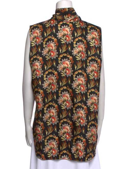 Oscar de la Renta Silk Floral Print Blouse